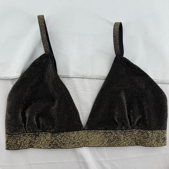 Colsie Gold Lurex Bralette Small Shimmery Sparkle Festival Crop Top Party Top - Picture 1 of 5